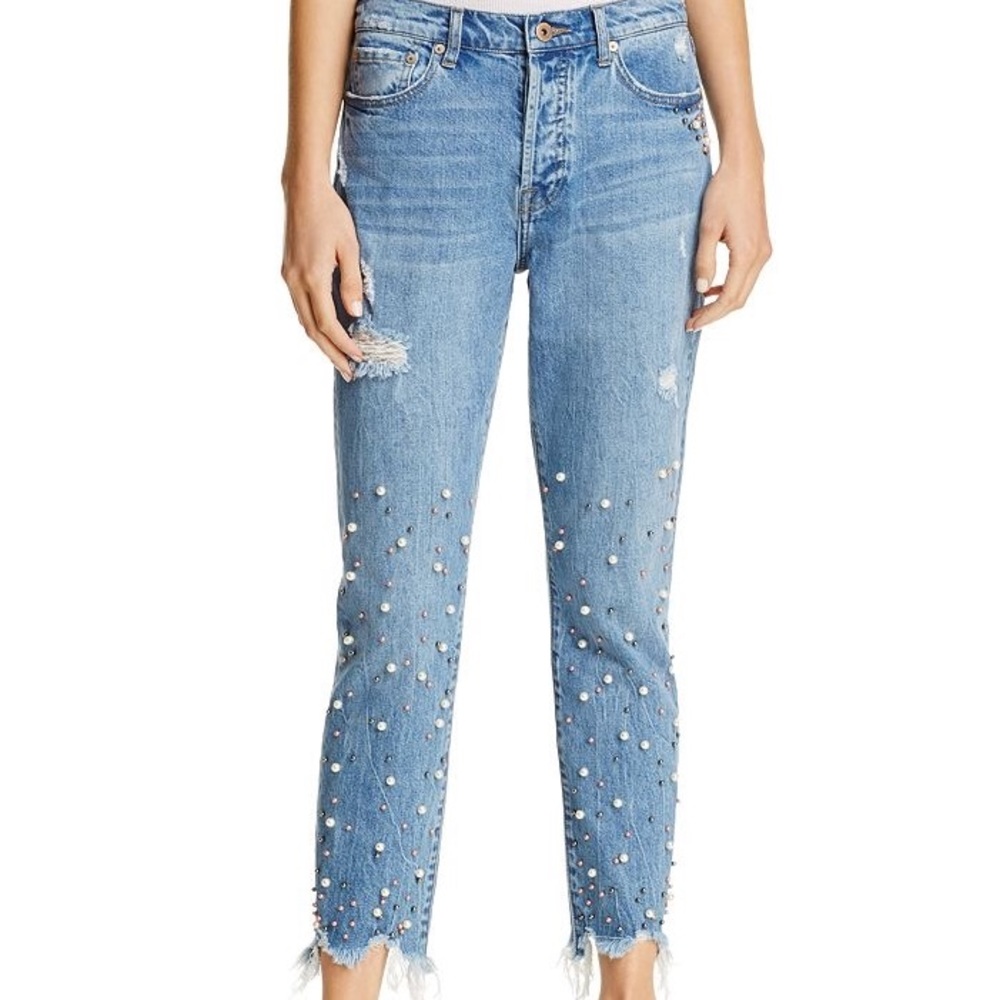 Pistola Pearl Embellished Blue Jeans